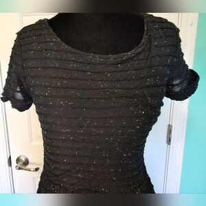 Yumi Black Textured Short Sleeve Mini Dress Junior's Sz XS